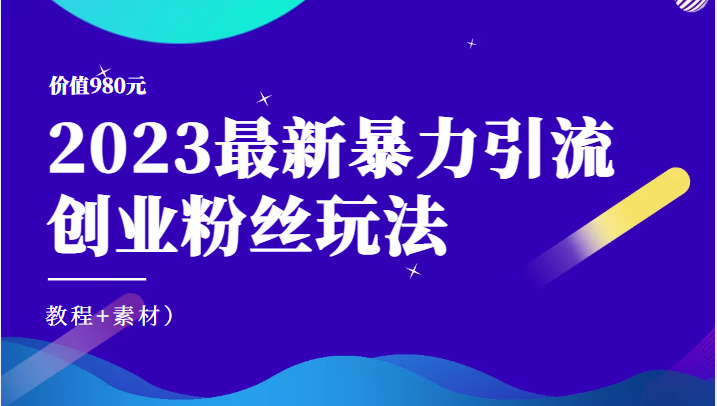 价值980元的2023最新暴力引流创业粉丝玩法（教程+素材）-颜夕资源网-第17张图片