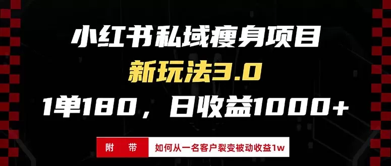 小红书瘦身项目3.0模式，新手小白日赚收益1000+（附从一名客户裂变收益，被动收益1W）-颜夕资源网-第19张图片