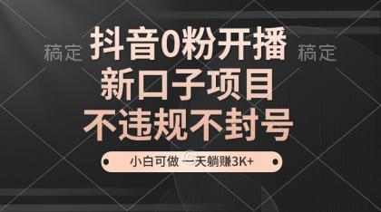 抖音0粉开播，新口子，不违规不封号， 小白可做，一天躺赚3k+-颜夕资源网-第19张图片
