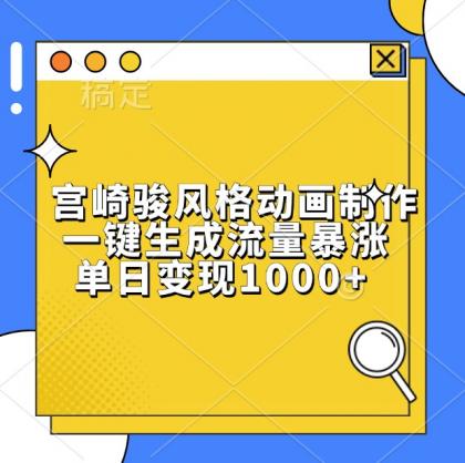 宫崎骏风格动画制作，一键生成流量暴涨，单日变现1000+-颜夕资源网-第19张图片