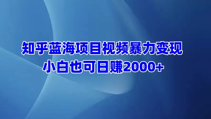 知乎蓝海项目视频带货 小白也可日赚2000+-颜夕资源网-第19张图片