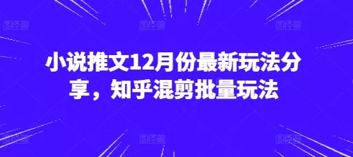 小说推文12月份新的玩法分享，知乎混剪批量玩法-颜夕资源网-第19张图片