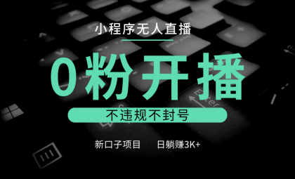 小程序无人直播，0粉开播，不违规不封号，新口子项目，小白日躺赚3K+-颜夕资源网-第19张图片