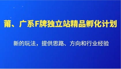 莆、广系F牌独立站精品孵化计划，新的玩法，提供思路、方向和行业经验-颜夕资源网-第19张图片