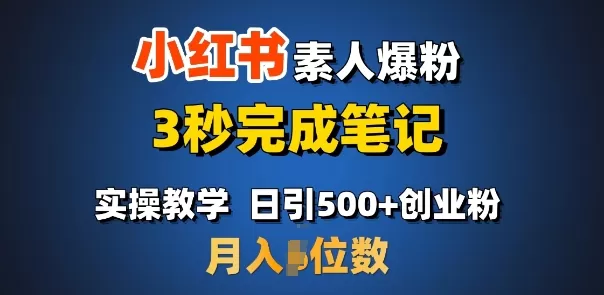 小红书素人爆粉，3秒完成笔记，日引500+月入过W-颜夕资源网-第19张图片