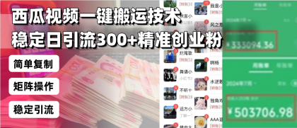 西瓜视频一键搬运技术，稳定日引流300+精准创业粉，简单可复制给团队-颜夕资源网-第19张图片