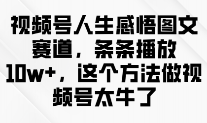 视频号人生感悟图文赛道，条条播放10w+，这个方法做视频号太牛了-颜夕资源网-第19张图片