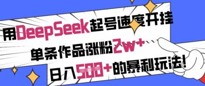 用DeepSeek养号速率开外挂，一条著作增粉2w ，日入5张 的赚钱游戏玩法-颜夕资源网-第19张图片