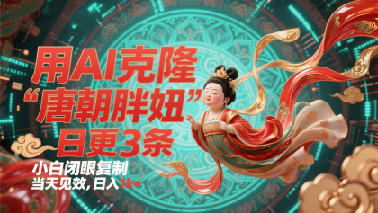 用AI克隆“唐朝胖妞”日更3条，平台疯狂推流，小白闭眼复制，当天见效，日入1k+-颜夕资源网-第19张图片