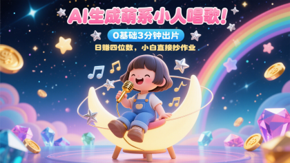 AI生成萌系小人唱歌！0基础3分钟出片，28个作品涨粉9万，日赚四位数，小白直接抄作业-颜夕资源网-第19张图片