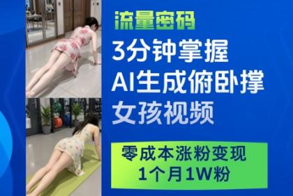 3分钟掌握AI生成俯卧撑女孩视频，零成本涨粉变现，1个月1W粉-颜夕资源网-第19张图片