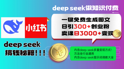 Deepseek 一键免费生成小红书图文日引300+创业粉，日变现3000+ 方法全行业通用-颜夕资源网-第19张图片