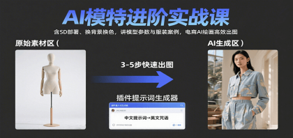 AI模特进阶实战课：含SD部署、换背景换色，讲模型参数与服装案例，电商AI绘画高效出图-颜夕资源网-第19张图片