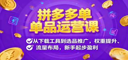 拼多多单品运营课，从下载工具到选品推广，权重提升、流量布局，新手起步盈利-颜夕资源网-第19张图片